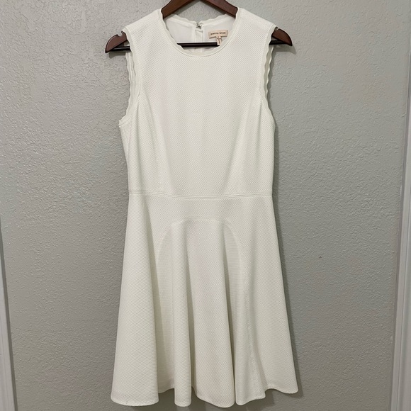 Rebecca Taylor White Fit and Flare Textured Scalloped Dress - Picture 13 of 13